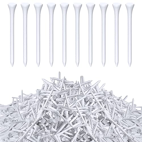 Vinsot 1000 Pcs Golf Tees Bulk 3-1/4 Wooden Tees for Driving Range Golf Club Accessories for Men Dad (White)