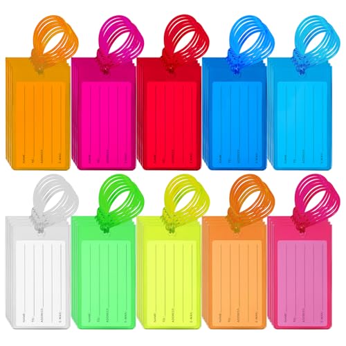 IANFAN 50 Pcs Luggage Tags for Suitcases, Plastic...