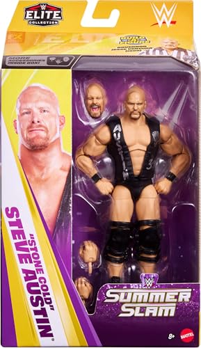 Mattel WWE Figurine Articulée Stone Cold Steve Austin SummerSlam de la Collection Élite, avec Accessoires et éléments pour Assembler la Figurine de Jesse The Body Ventura, JHX79