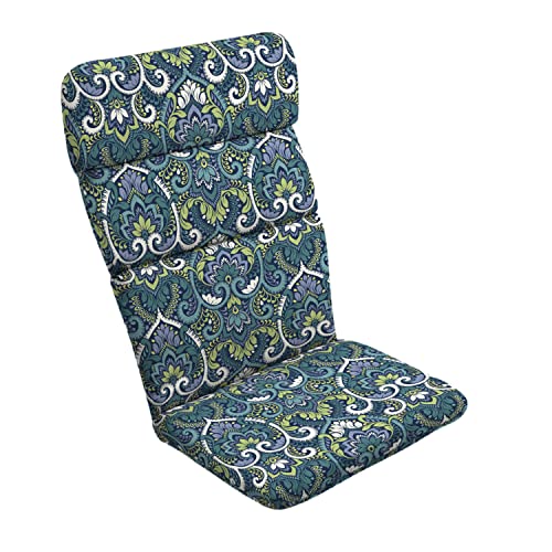 Arden Selections Outdoor Adirondack or Rocking Chair Cushion, 20 x 17, Rain-Proof, Fade Resistant 20 x 17, Sapphire Aurora Blue Damask