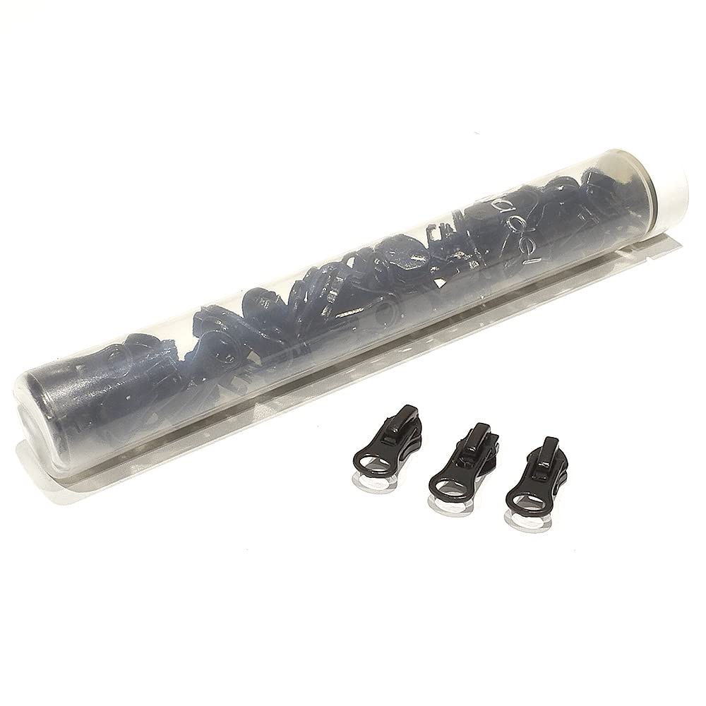 Sliders for Waterproof Zipper 50 Pieces/Tube, Metal Sliders for Sewing and Repair Zippers Zipper Puller, Black Sliders 5#, (5#, 332)