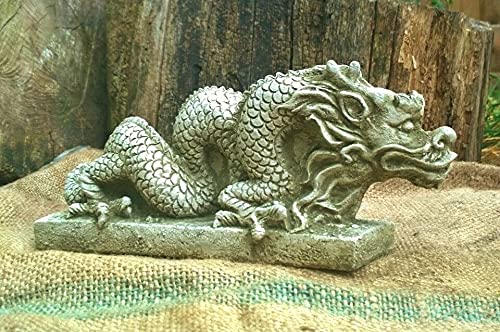 Reconstituted Stone Chinese Dragon Statue | Vintage Mythical Garden Ornament
