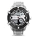 Montres Bracelet,Montre Électronique Multifonctionnelle pour Hommes De Sport Étanche À LED avec Bande en Acier À Double Affichage, Surface Blanche Et Noire
