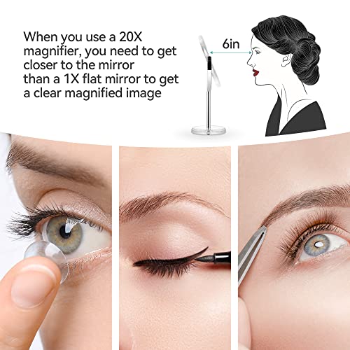 Miyadiva 20X Magnifying Makeup Mirror,Double Sided 1X & 20X Magnifying Mirror With Stand,Tabletop Magnified Vanity Mirror With 360°Rotation For Bathroom Or Bedroom 7.8 Inch #TOP3