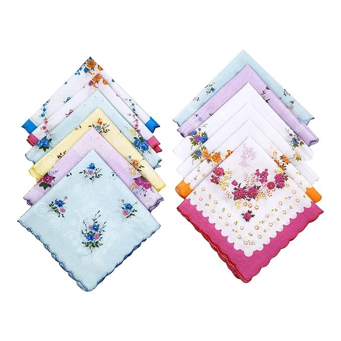 Cotton Ladies' Vintage Floral Handkerchiefs for Wedding Party-image-2