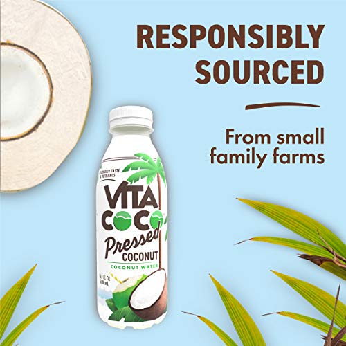 Vita Coco Coconut Water, Pressed Coconut | More "Coconutty" Flavor | Natural Electrolytes | Vital Nutrients | 16.9 Oz Slim Bottle (Pack Of 12)