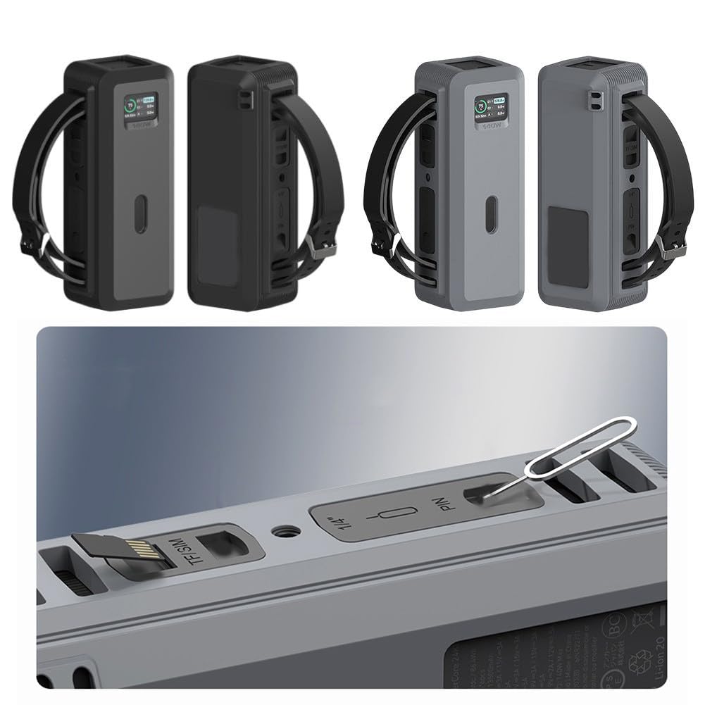 Silikon-Schutzhülle für Anker 737 Power Bank, für weiche Haut mit tragbarem Griff, 161 x 55 x 63 mm, kompatibel mit Stativhalterung (14-Zoll-Mutter), Schwarz