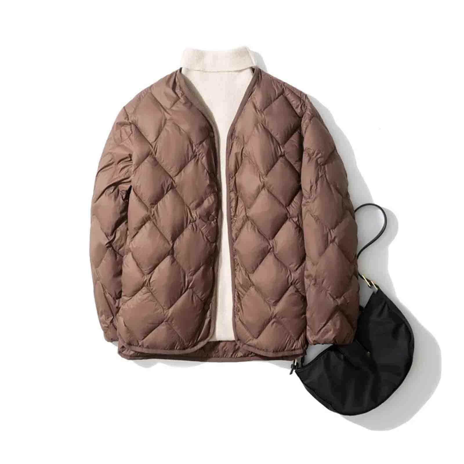 Donne Inverno Anatra Piumini Femminili Ultra Leggero Piumino Piumone Giacche Imbottite Antivento Senza Colletto Capispalla