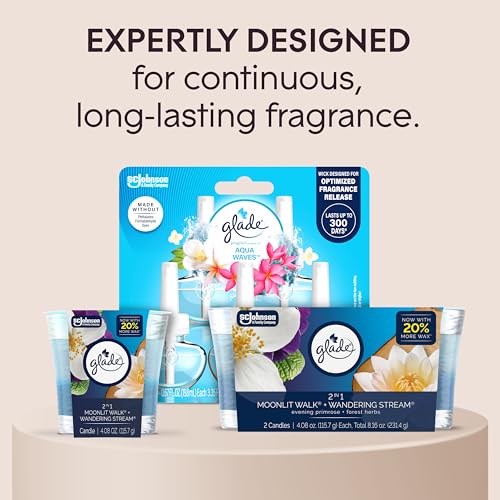 Glade 1-Wick 2in1 Scented Candle Jar, Moonlit Walk & Wandering Stream, Air Freshener Infused with Essential Oils, 4.08 Oz, 3 Count - image 7