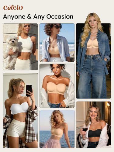 Image of Strapless Jelly Bras for Women - S-XL Seamless Padded Bandeau Bra