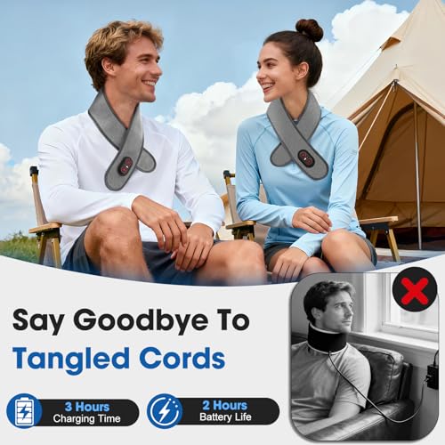Cordless Neck Heating Pad for Pain, Neck Massager with 660nm 850nm Red Light, Neck Heating Pad for Pain Electric, Heated Neck Brace Wrap for Soreness Stiffness Pain Relief — view 5