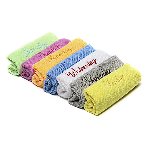 Deartown Microfiber Face Towels Washcloths (7-Pack 12X12) - Soft, Fast Drying Cleaning Cloth,Dish Cloth,,Fit For Multi-Purpose Exfoliating (Colorful, 12X12 Inches) #TOP2