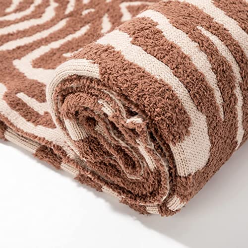 Snuggle Sac Luxury Feather Yarn Fluffy Throw Blanket Zebra Textured Reversible 3D Hand Feeling Super Soft Fuzzy Warm Cozy Decor Knitted Blankets For Winter Christmas Home Bed Couch 50''X60'' #TOP4