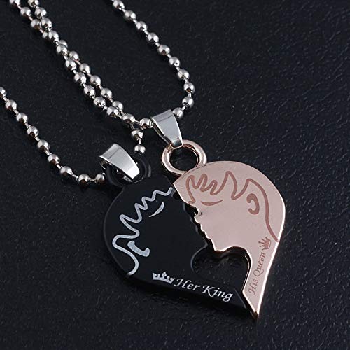 JENPECH Colar com Pingente de Strass Corrente de Clavícula Joia de Corrente, 2 Peças Seu Rei Sua Rai