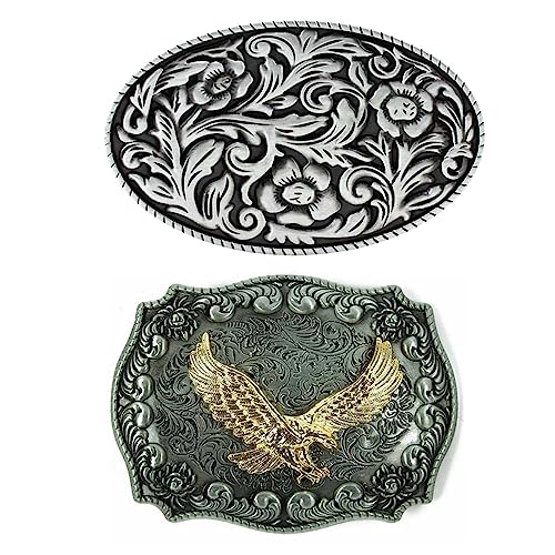 Shurhome 2pcs Fashionable Cow Head Belt Buckle Fashionable Men And Women Waist Pant Decorations For Go Shopping Unique Traditional Buc