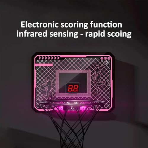 Canasta baloncesto interior compacta para pared que ahorra espacio con luces LED 5