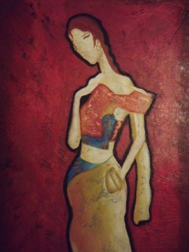 Peinture à l'huile abstraite Rouge Lady 61x91,4 cm sur toile