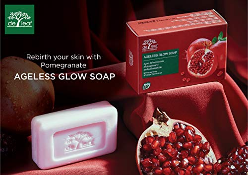 De Leaf Thanaka Natural Pomegranate Bar Soap, Vitamin E Anti Aging Ageless Glow Youthful Beauty Deep Cleansing Hydration Moisturize Clean Face Facial Body Skin Soap, 100 G 1 Pack Count Pomegranate #TOP3