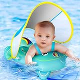 Ultra-Safe Baby Pool Float Never Flipped Over, UPF50+ Sun Canopy Inflatable Baby Float with Sponge S