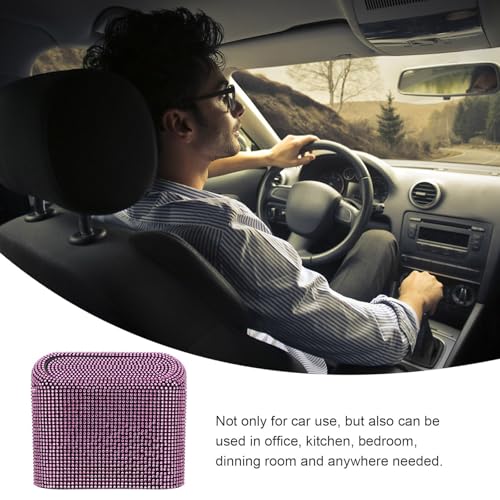 Bote de basura para automóvil rosa mini papelera decorativa para mantener limpio tu coche 3