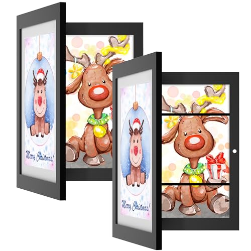Orionstar Kids Art Frames, Artwork Picture Frames Changeable with Stand, Front Opening Picture Display Frames Holds 100 Paper Pcs, Artwork Display Sto