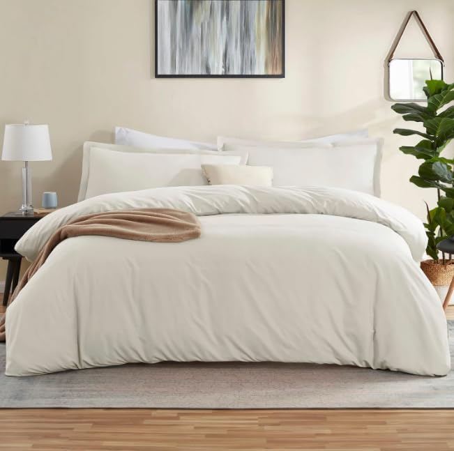 Dornish Bedding's - 3 Pcs 100% Cotton Double Bed Duvet Cover set/Comforter Cover/Rajai Cover/Blanket Cover/Quilt Cover, 1 Duvet Cover (91x101)Inch with 2 Pillow Cover (18x28)Inch Double Bed|Off White