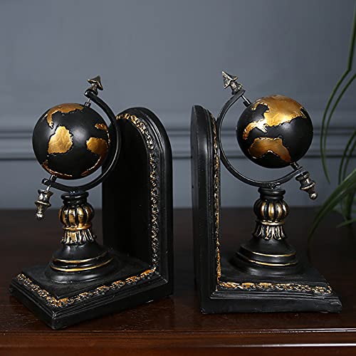 Esgt Creativity Vintage Globe Bookends Ornaments Resin Skid Art Figurines Retro Model Book Stoppers Desktop Organizer For Books Video Games Office Home Handicrafts Decoration #TOP4