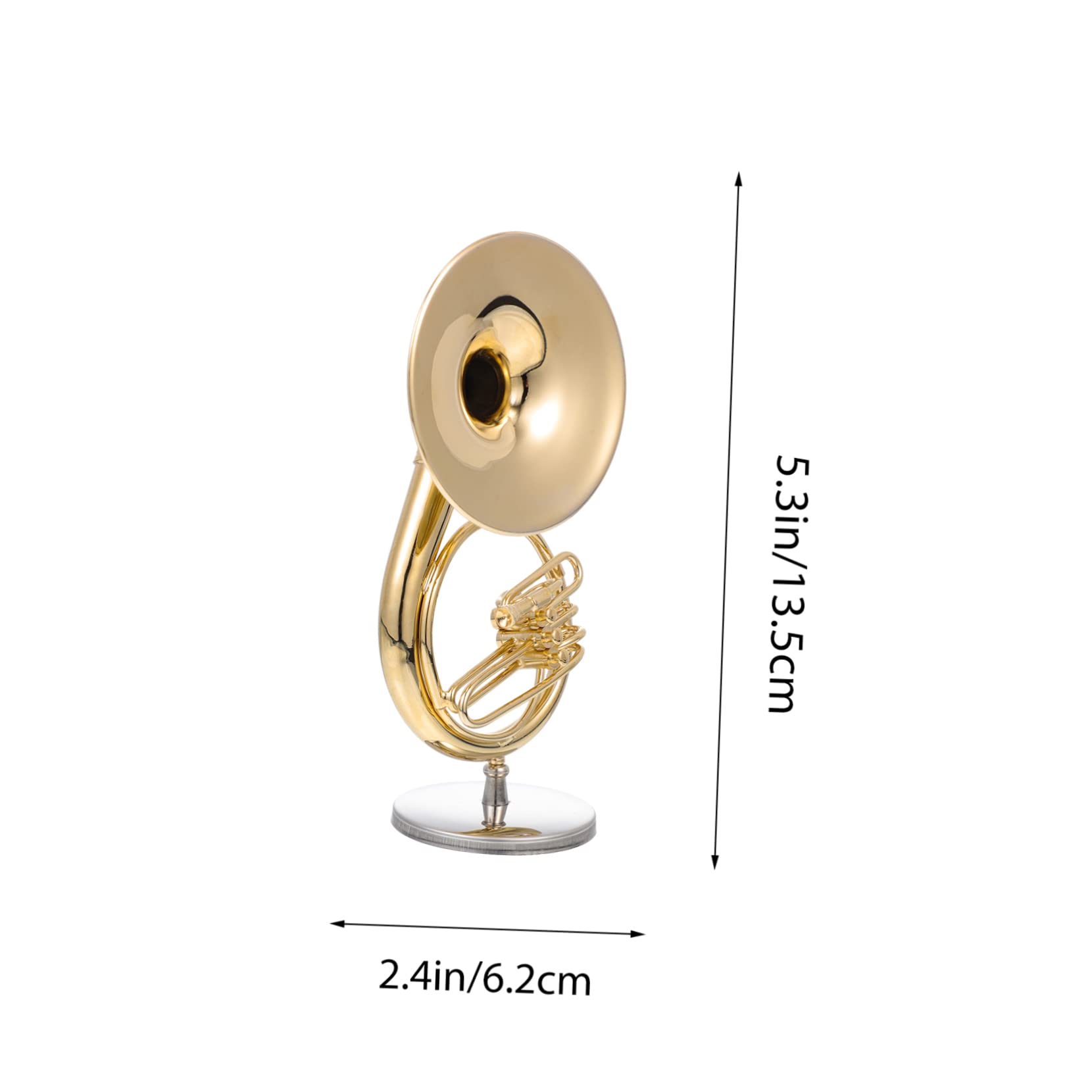 Alasum Miniatur Sousaphon Modell aus Kupfer 13cm mit Goldenem Finish Inklusive Aufbewahrungsbox und Ständer Langlebige Tischdekoration für Zuhause und Café