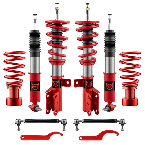 EVIL ENERGY Coilovers Compatible for Ford Fusion 2013-2020, Height Adjustable Coilovers Lowering Kit with 32-Level Damper Adjustment, Coilovers Suspension Kit, Red