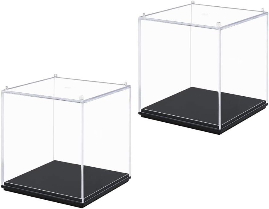 Odoria 2Pcs Clear Acrylic Display Box Case 3.7" Cube for Tennis Figure Display