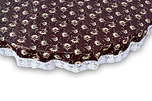 Image of The Furnishing Tree Round Shape 4 Seater Table Cover WxL 60x60 inches with White Border lace