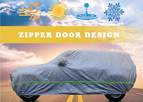 Image of Car Cover Waterproof All Weather for LR Defender Automobiles, Outdoor Full Cover Rain Sun UV Protection with Zipper Cotton, Customized Fit for Land Rover Defender 110 2020-2025+ Accessories Auto Parts