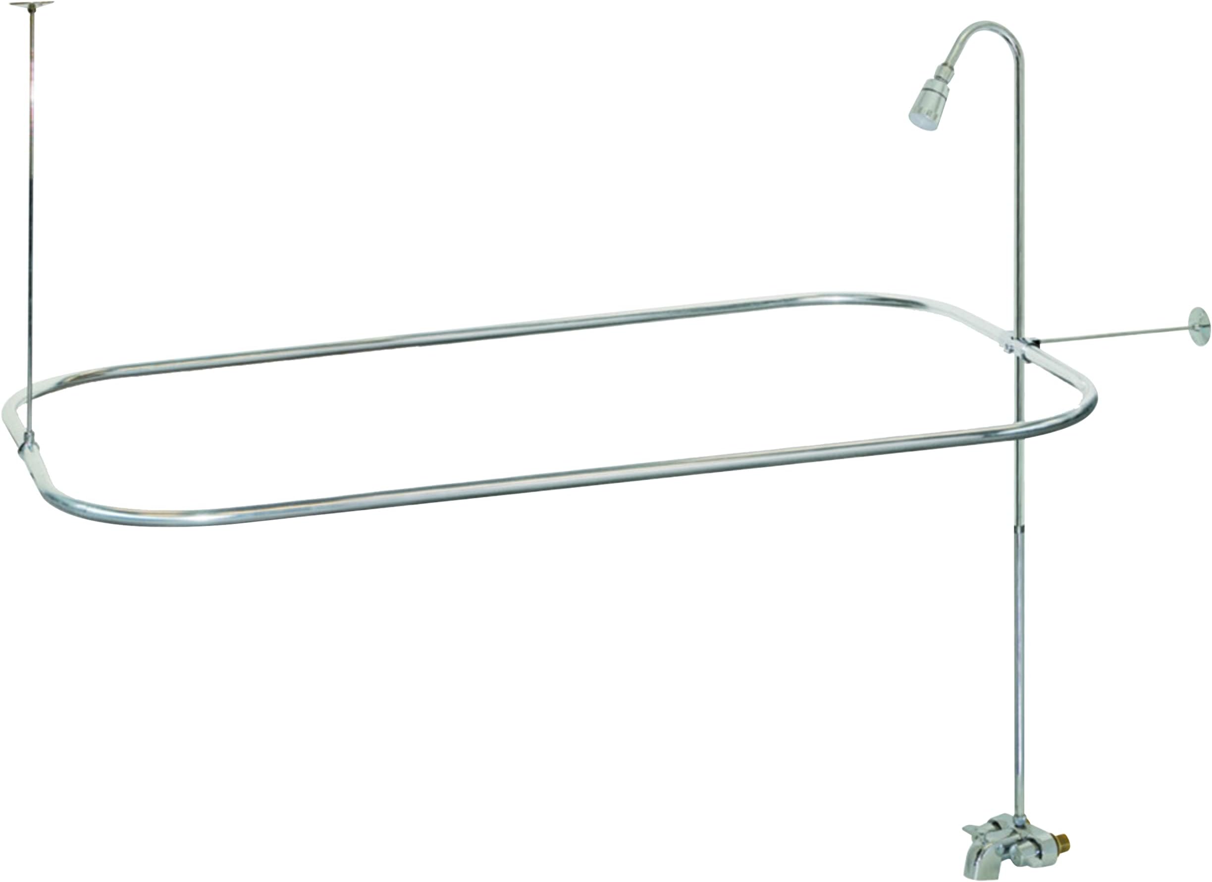 EZ-FLO 27 x 42 Inch Bathcock Type Portable Aluminum Add On Shower Unit with Shower Rod Frame, Chrome Plated, 11123