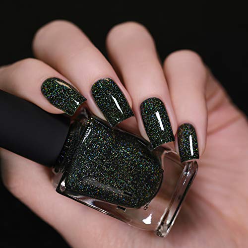 Image of ILNP Holly - Deep Spruce Green Holographic Jelly Nail Polish