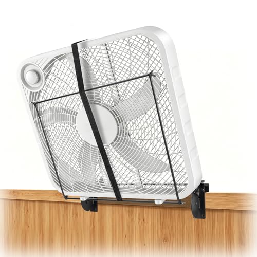Box Fan Holder for Horse Stall Adjustable Angle Fan Wall Mount Bracket 2-in-1 Clamp & Wall Mount Design Fits 20 Box Fan Heavy Duty Steel Fan Holder for Barn Coop Garage (Fan Not Included)