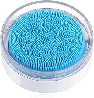 Smart Electric Silicone Facial Cleansing Brush with Travel Case, Sonic Face Scrubber Exfoliator for Normal and Sensitive Skin, USB Rechargeable Waterproof(Blue)