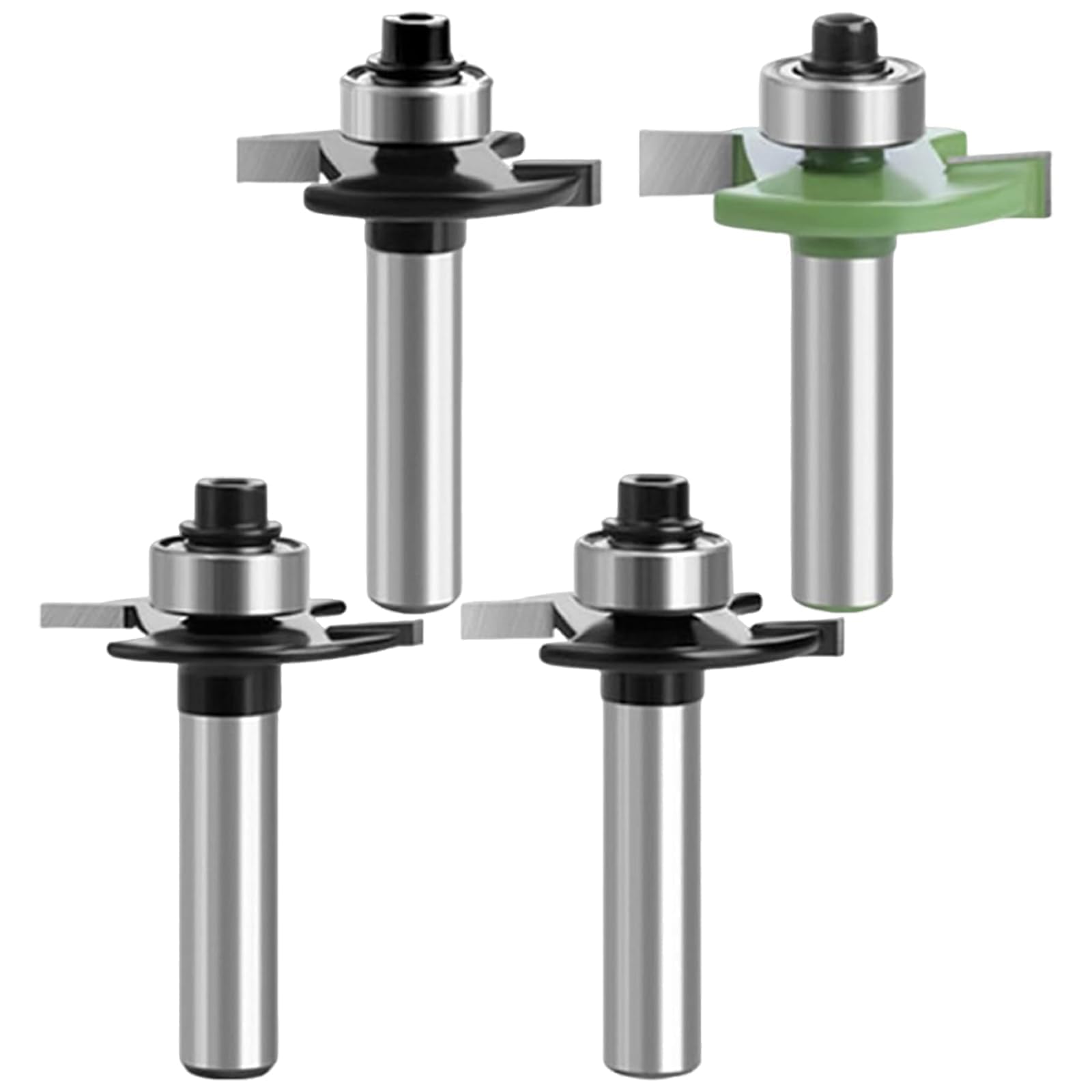 Alriedy Lot de 4 fraises à rainurer pour défonceuse - Tige de 8 mm avec largeur de rainure de 2/3/4/5 mm - Fraises en carbure de tungstène de qualité supérieure avec guidage à billes - Idéal pour les
