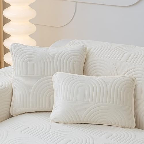 Miniatura 8 de vctops Funda de sofá de felpa de terciopelo con patrón geométrico acolchado para sofá modular, funda antideslizante y suave para perros, niños y