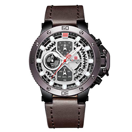 Sport Watches for Men Waterproof Luxury Watch Chronograph Quartz Leather Business Date Clock
