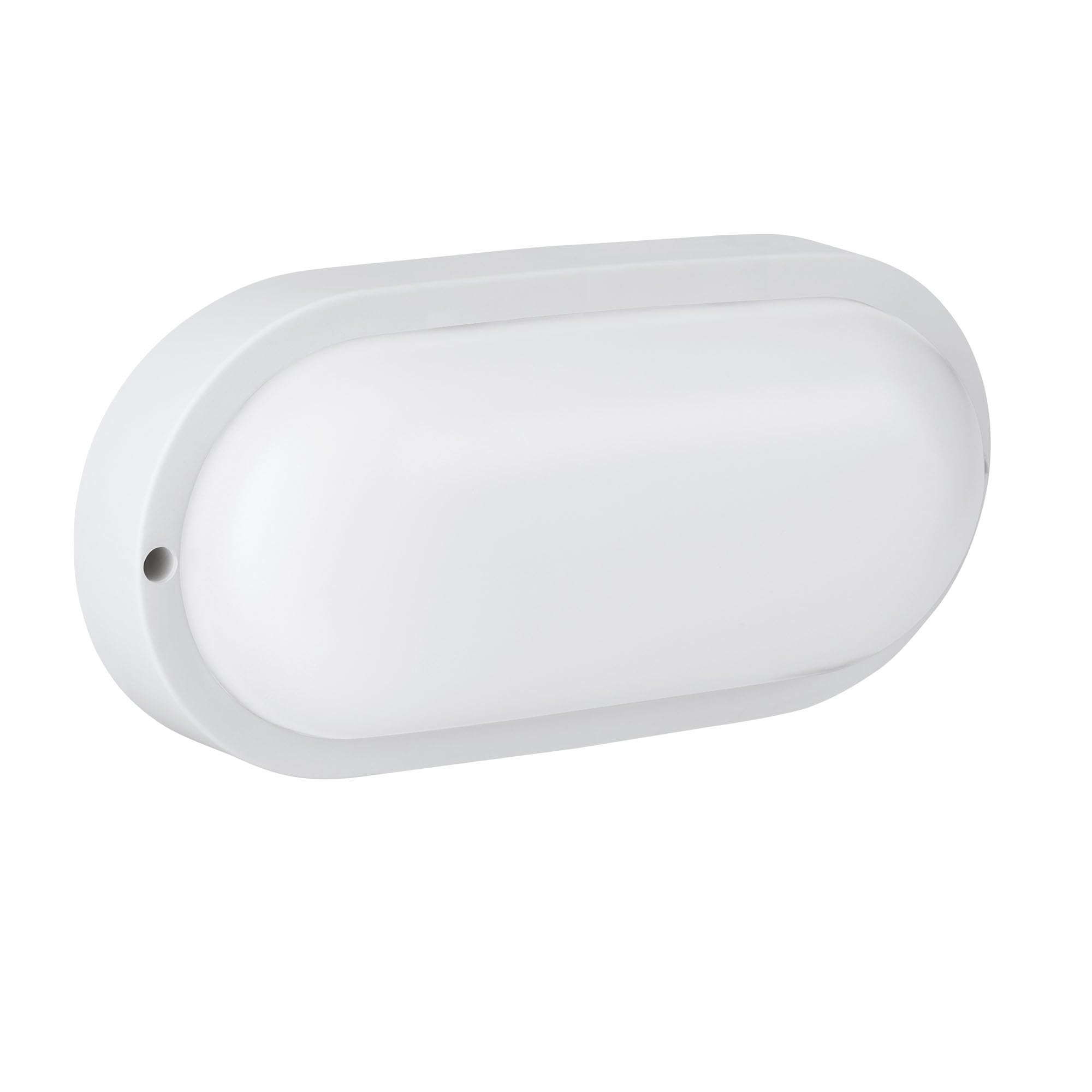 B&Q -  Basic Boschetto-E Oval White Plastic Eco Friendly Outdoor Wall/ceiling Light(L) 20.5Cm
