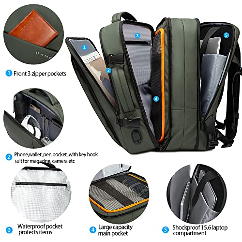 Image of BANGE Carry-on Backpack, 45L Expandable Travel Backpacks,Weekend Backpack Briefcase,Waterproof Laptop Backpack Fits For 17.3 inch Laptop