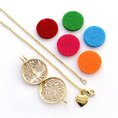 Colar Difusor Árvore da Vida para Aromaterapia Dourado