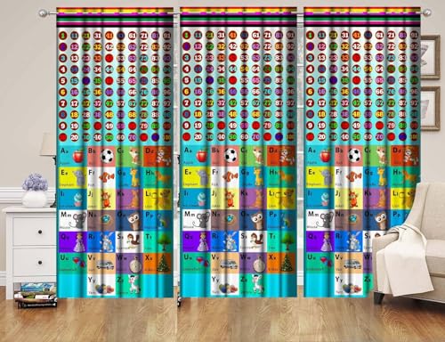 Image of 3D Math English Learning Educational Kids Room Curtain for School Long Door 9 feet Long Pack of 3 pcs