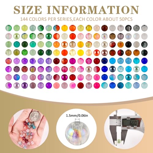 Image of XSEINO About 7200PCS 6mm Glass Beads Bracelet Making Kit,144 Assorted Colors Crystal Glass Beads for Bracelet and Jewelry Making and DIY Crafts,Friendship Gifts,to Give to Friends, Family