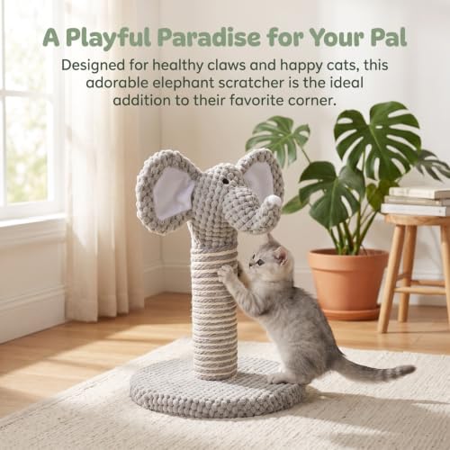 Poste para rascar gato pequeño forma elefante miniatura 6