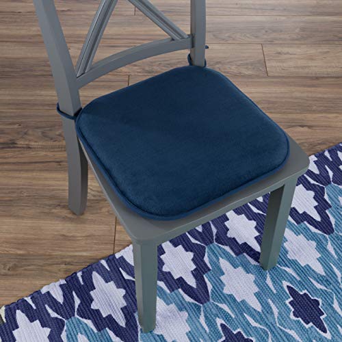 Lavish Home 82-Tex1043Nv Memory Foam Chair Cushion-Square 16”X 16.25” , 16X16.25, Navy #TOP10