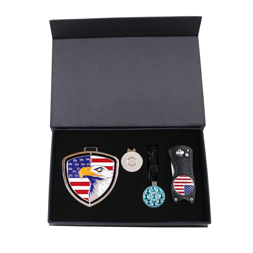 PINMEI Golf Gifts for Men Women Golfer Divot Tool Ball Markers Hat Clip Necklace Luggage Tag Gifts Set for Golf Bag