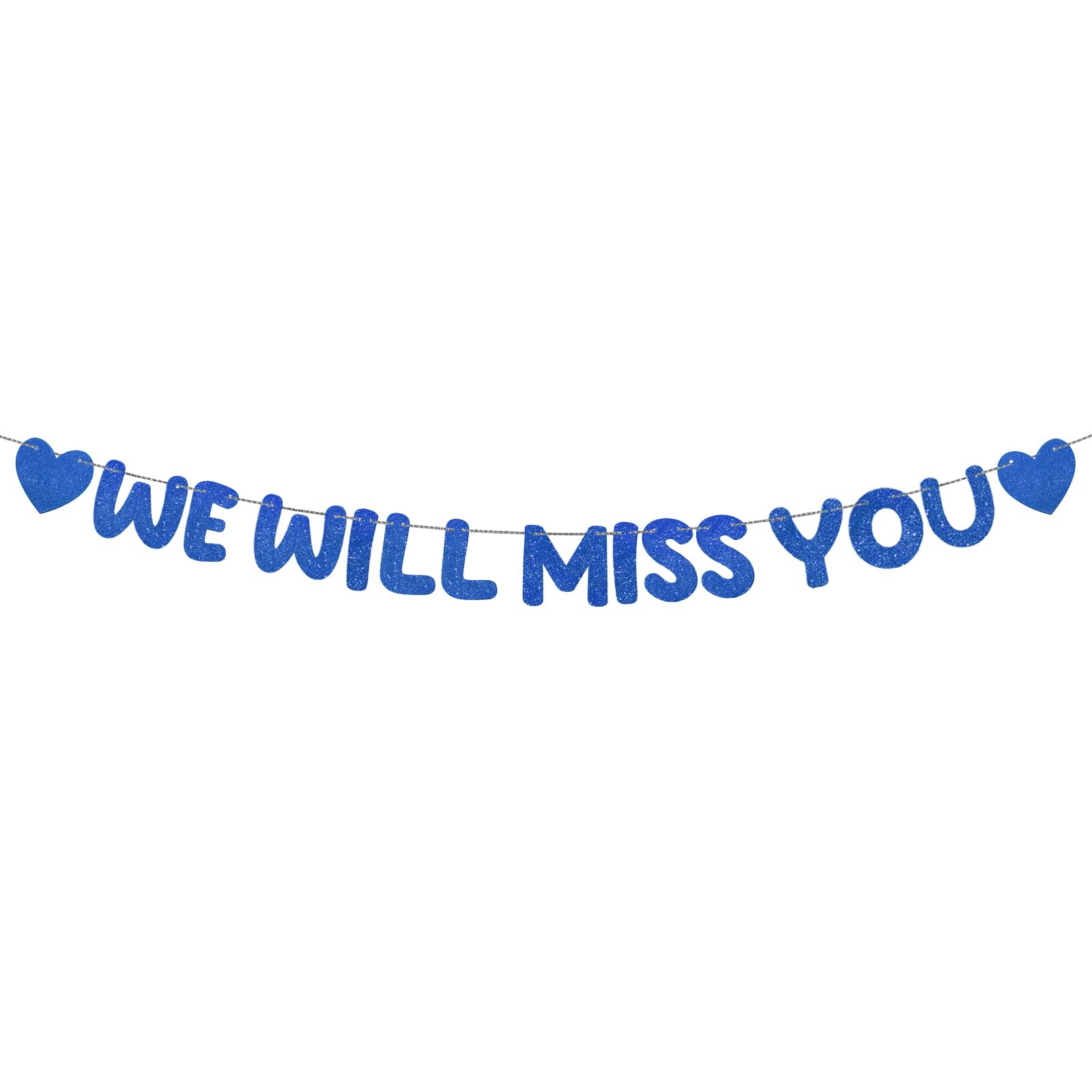 Fulmoon Pre Strung We Will Miss You Banner Glitter Bunting Graduation Retirement Party Decorations 8.2 ft Goodbye Decorations for Going Away Farewell