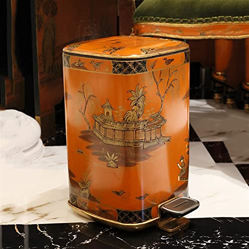 AMYSTY Abfalleimer Mülleimer Küche Eleganter Haushalts-Mülleimer, Handbemalt, Farbig Lackiert, Blattgold-Mülleimer, Pedal-Mülleimer Papierkorb Bad – Bild 5