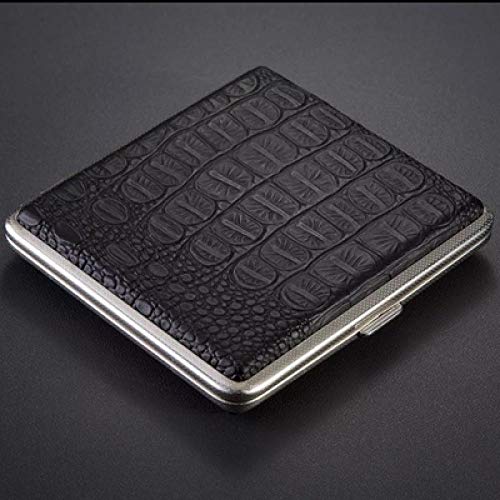 Zigarettenschachtel Zigarettenetui Zigarettenbox Sigaretten Box Doppelt Geöffnete Lederzigarren Zigarettenetuis Für 20 Stück Zigaretten Edelstahl Tabak Zigarettenschachtel Zigarettenwerkzeuge-Schwarz Cover